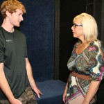 Mrs. Riley talks to a young stud